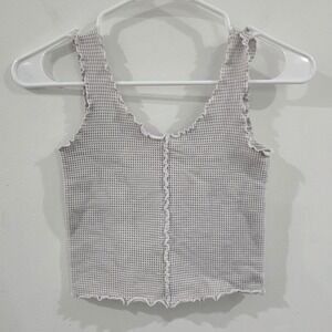Bke Womens Waffle Crop Tank Top Size Xs Fitted Lettuce Hem Y2K